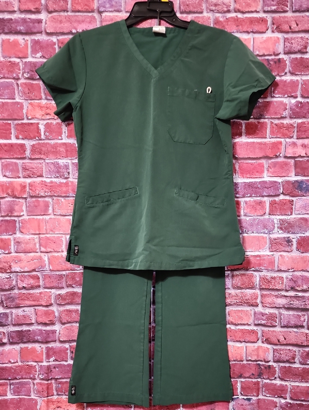 AVE By Medline Dark Green Medical Scrub Top & Pants Set